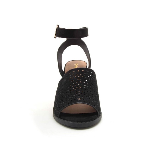 Black Perforated Wood Sandals - Picture 3 of 4